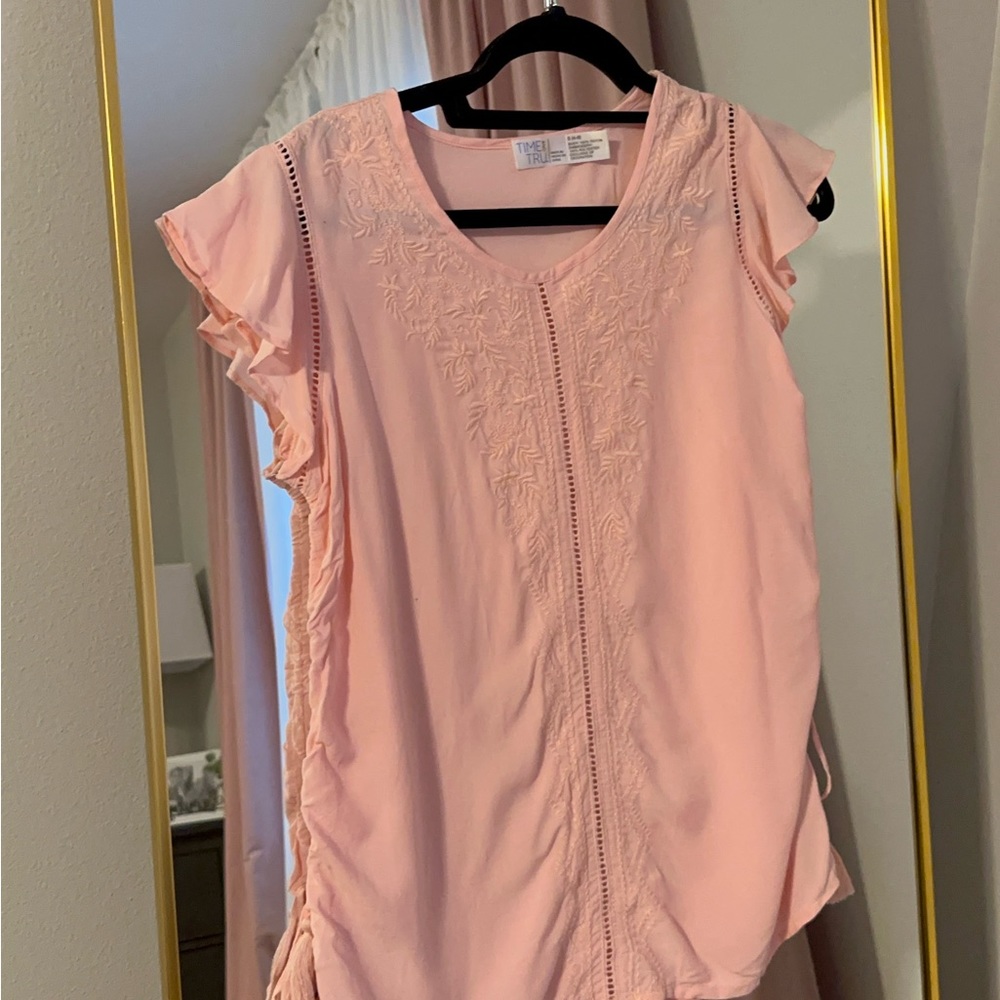 Time&Tru Pink Embroidery Blouse